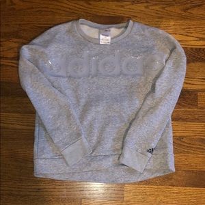 girls super soft grey adidas crewneck